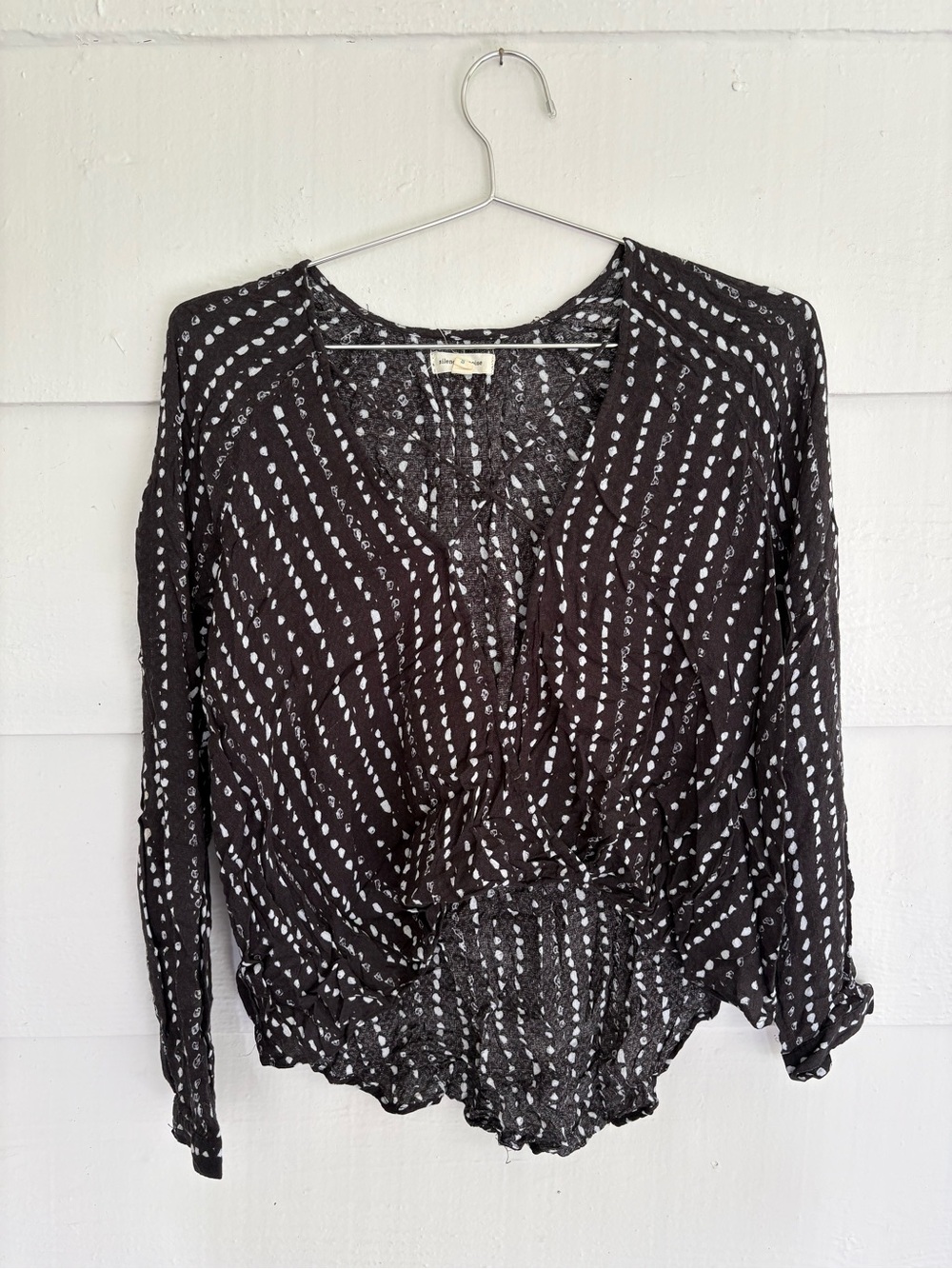 Silence + Noise Black White High Low Crop Top Size Small Boho Grunge Whimsigoth